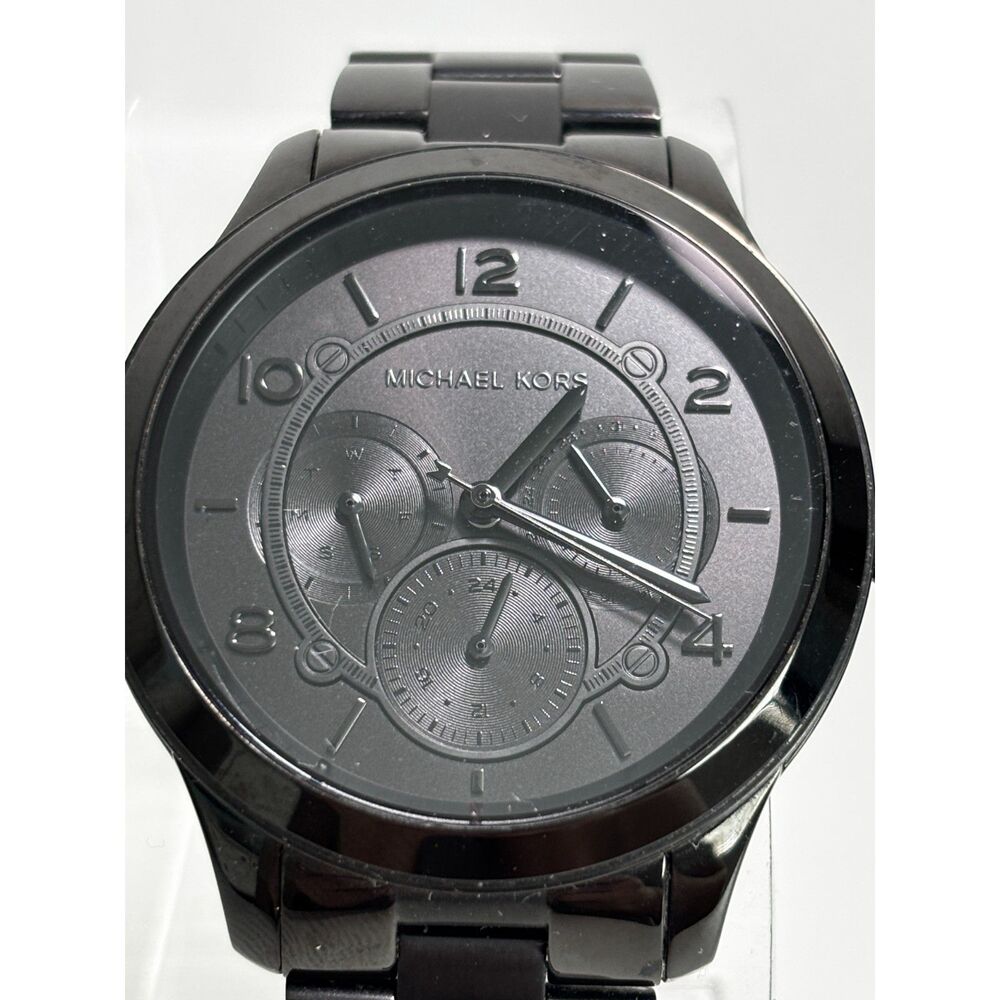 Michael Kors Runway MK-6608 all black quartz unisex watch, working